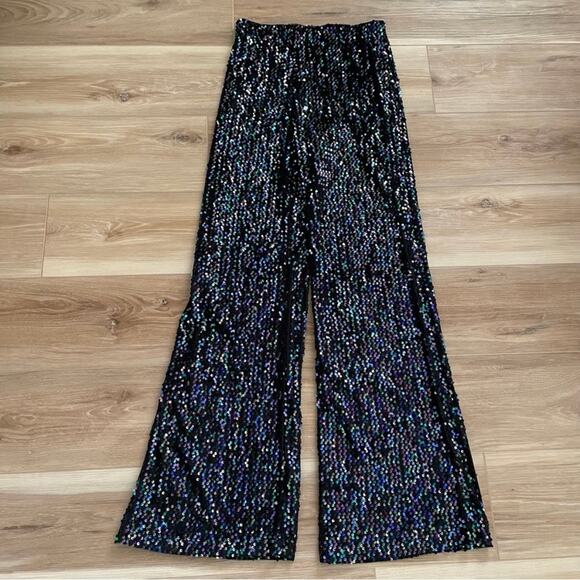 Nasty Gal Velvet Sequin Flare Trousers 6